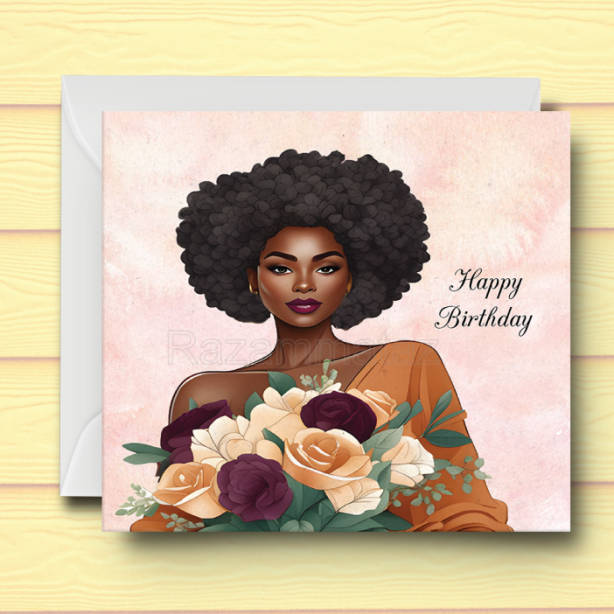 Black Woman Birthday Card T2